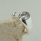 Fluid Teardrop Cubic Zirconia Open Ring
