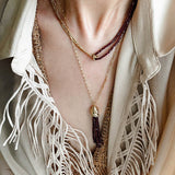 Designer Double Chain & Mixed Natural Stone Necklace