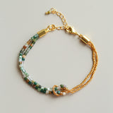 Designer Double Chain & Mixed Natural Stone Bracelets