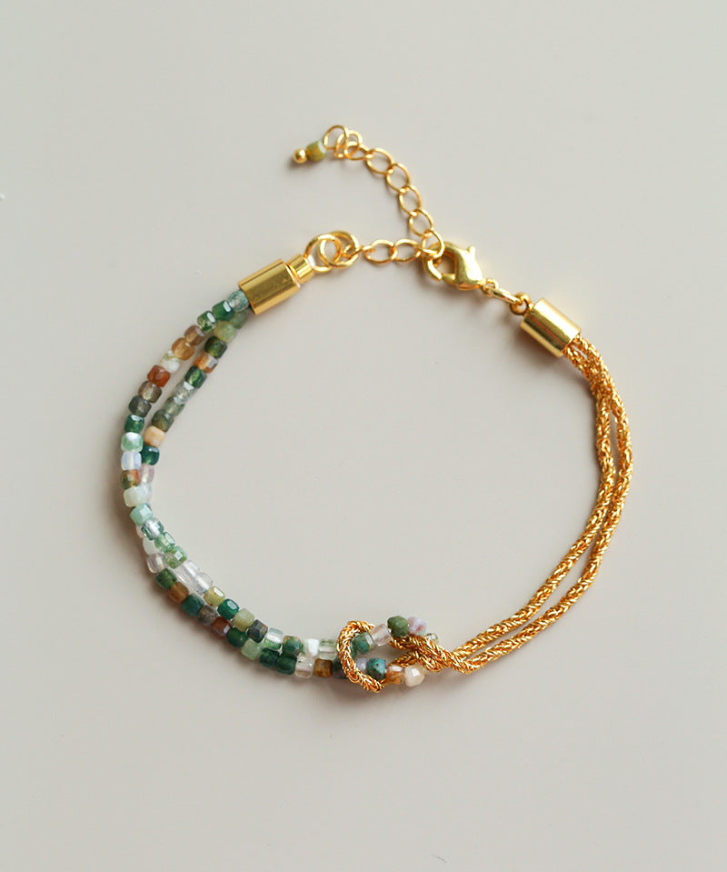 Designer Double Chain & Mixed Natural Stone Bracelets