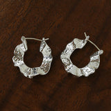 Hammered Ripple Texture Hoop Earrings