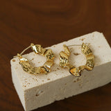 Hammered Ripple Texture Hoop Earrings