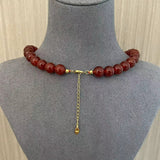 Lunar Elegance Red Agate & Pearl Necklace