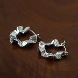 Hammered Ripple Texture Hoop Earrings