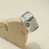 Vintage Concentric Ripple Cubic Zirconia Wide Open Ring