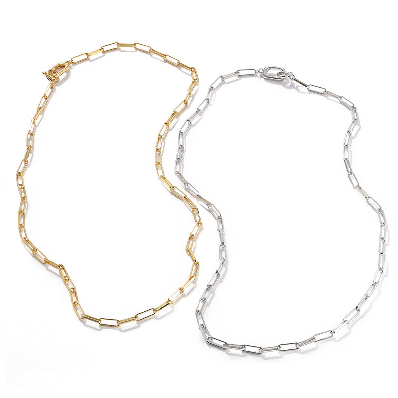 Alternating Bar Paperclip Chain Necklace - alternate angle 2 | Floysun