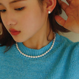 Einfache natürliche Perlen Choker Halskette