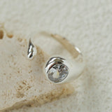 Fluid Teardrop Cubic Zirconia Open Ring