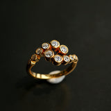 Gradient Bubble Twin Cluster Cubic Zirconia Statement Ring