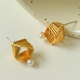 Multilayer Square Pearl Earrings