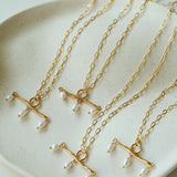 Freshwater Pearl T‑Shape Balance Pendant Necklace
