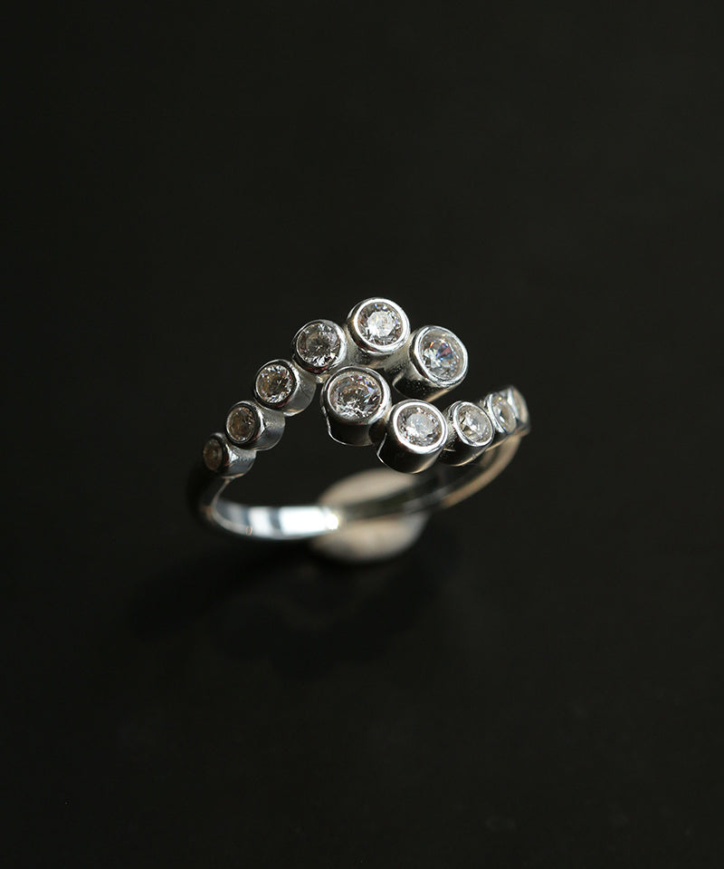 Gradient Bubble Twin Cluster Cubic Zirconia Statement Ring