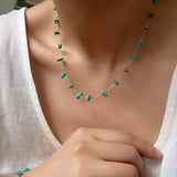 Colorful Natural Chip Bead Starry Collarbone Necklace (Turquoise & Tourmaline)