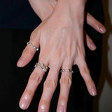 925 Silver Double Flower Ring Stacking Rings