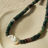 Single Baroque & Abacus Bead Natural Stone Necklace