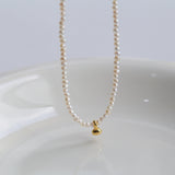 Pearl Collar Necklace with Gold Beads