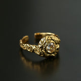 Molten Lava Texture Cubic Zirconia Open Ring