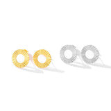 Vintage Luxury Fluted Circle Stud Earrings