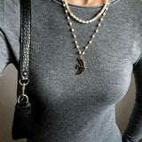 Lava Gold Bead & Pearl Necklace