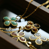 Natural Stone Four-Leaf Clover Necklace