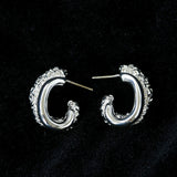 Designer Premium Dual Band Lava Textured Hoop Earrings