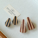 Forest-Inspired Geometric Wood Earrings
