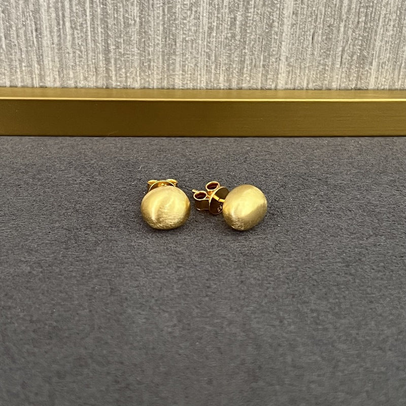 Handcrafted Irregular Brushed “Little Silver Bean” Earrings