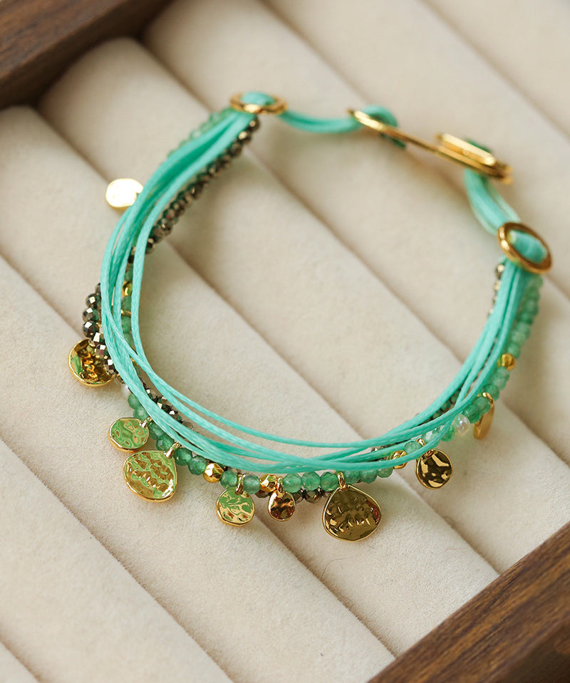 Boho Multi-Layer Woven Cord Beaded Bracelet