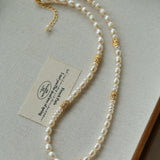 Lava Gold Bead & Pearl Necklace