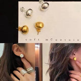 Handcrafted Irregular Brushed “Little Silver Bean” Earrings