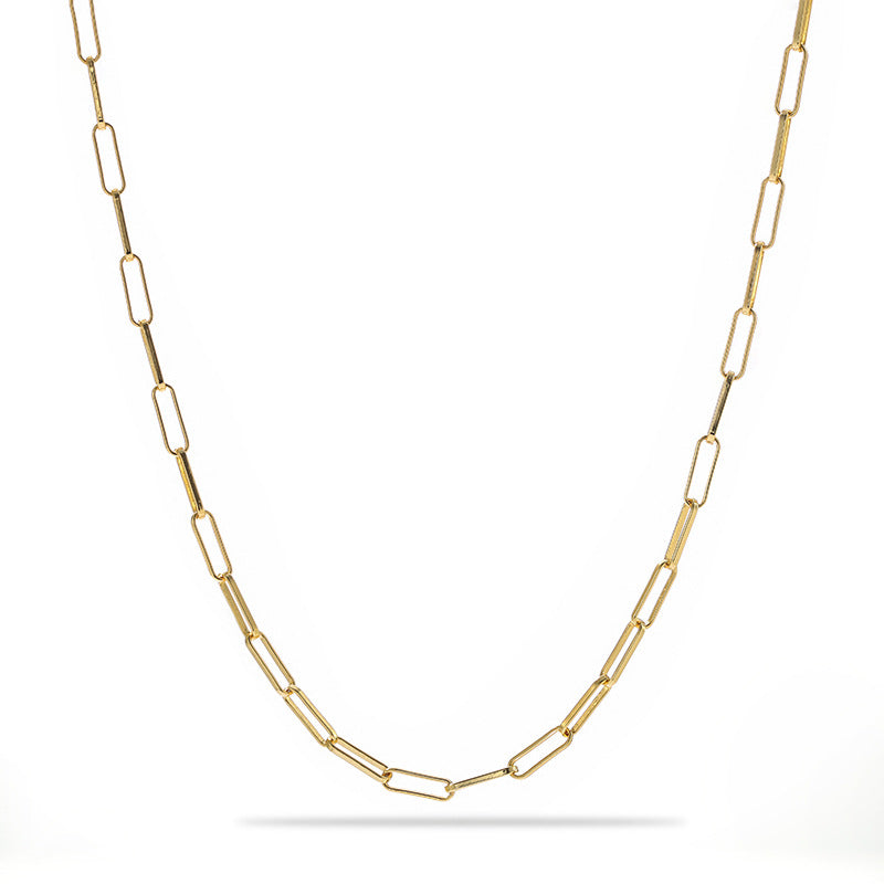 Alternating Bar Paperclip Chain Necklace - side view | Floysun