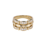 Pavé cubic zirconia ribbon statement ring on white background