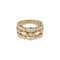 Pavé cubic zirconia ribbon statement ring on white background