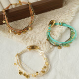 Boho Multi-Layer Woven Cord Beaded Bracelet