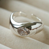 Minimalist Sleek Geometric Cubic Zirconia Open Ring