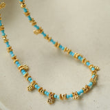 Soothing Blue Turquoise Tiny Flower Beaded Necklace