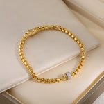 Cubic Zirconia Pavé Barrel Link Bracelet - detail view | Floysun