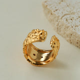 Molten Lava Texture Wide Cubic Zirconia Open Ring