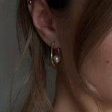 Natural Freshwater Pearl U-Shaped Hoop Earrings