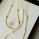 Bohemian Faceted Gold Bead Necklace – Colorful Gemstone or Pearl Style