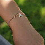 Mother-of-Pearl Initial Colorful Zircon Beaded Bracelet