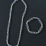 Minimalist Faceted Clear Quartz & Freshwater Pearl Beaded Necklace