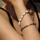 Multicolor Gemstone & Mother of Pearl Disc Bead Bracelet