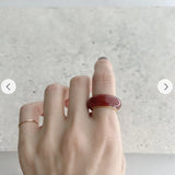Japanese Minimal Enamel Slim Band Ring | Versatile Layering Style