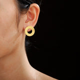 Vintage Luxury Fluted Circle Stud Earrings