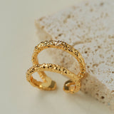 Molten Lava Texture Double-Band Hollow Open Ring
