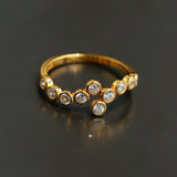 Bubble Curved Bezel Set CZ Band Ring