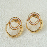 Natural Freshwater Pearl Interlocking Ring Drop Earrings