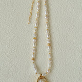Vintage Baroque Pearl Shell Pendant Adjustable Choker Necklace