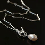 Minimalist Baroque Pearl Silver Chain Necklace - Style C